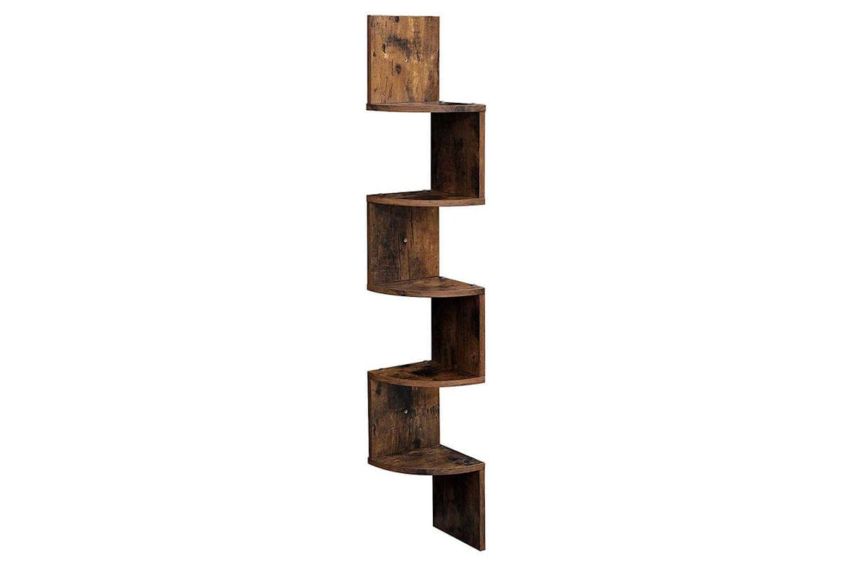 Vasagle Corner Bookcase | 5 Shelves | Rustic Brown