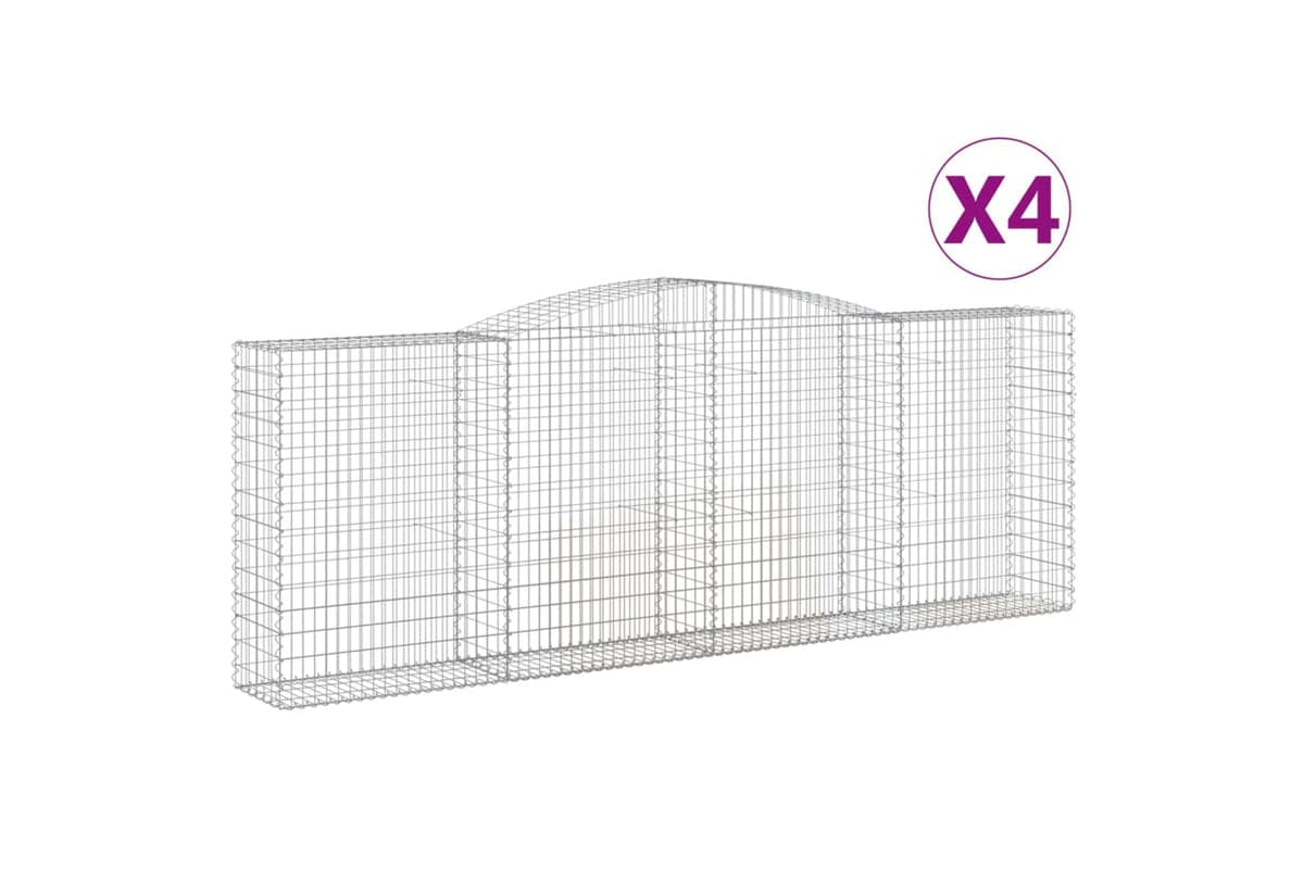 vidaXL 3147024 Arched Gabion Baskets 4 Pcs 400x50x140/160cm Galvanised Iron