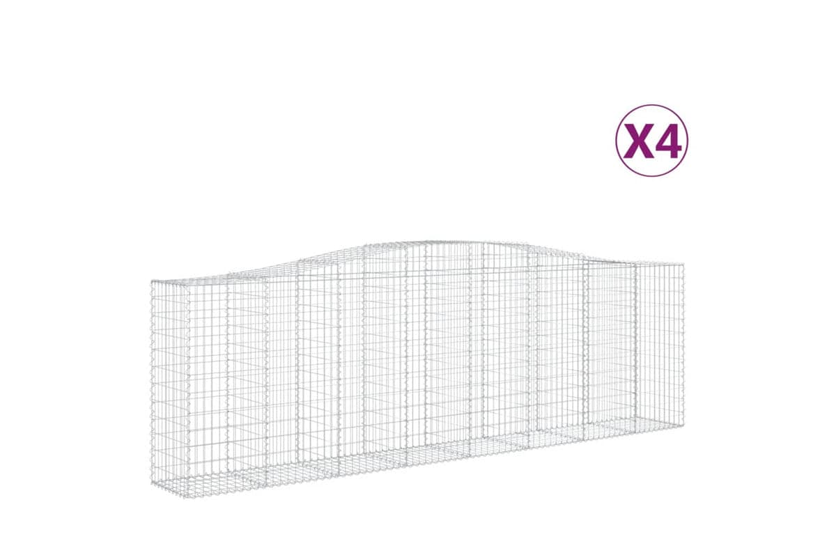 vidaXL 3145971 Arched Gabion Baskets 4 Pcs 400x50x120/140cm Galvanised Iron