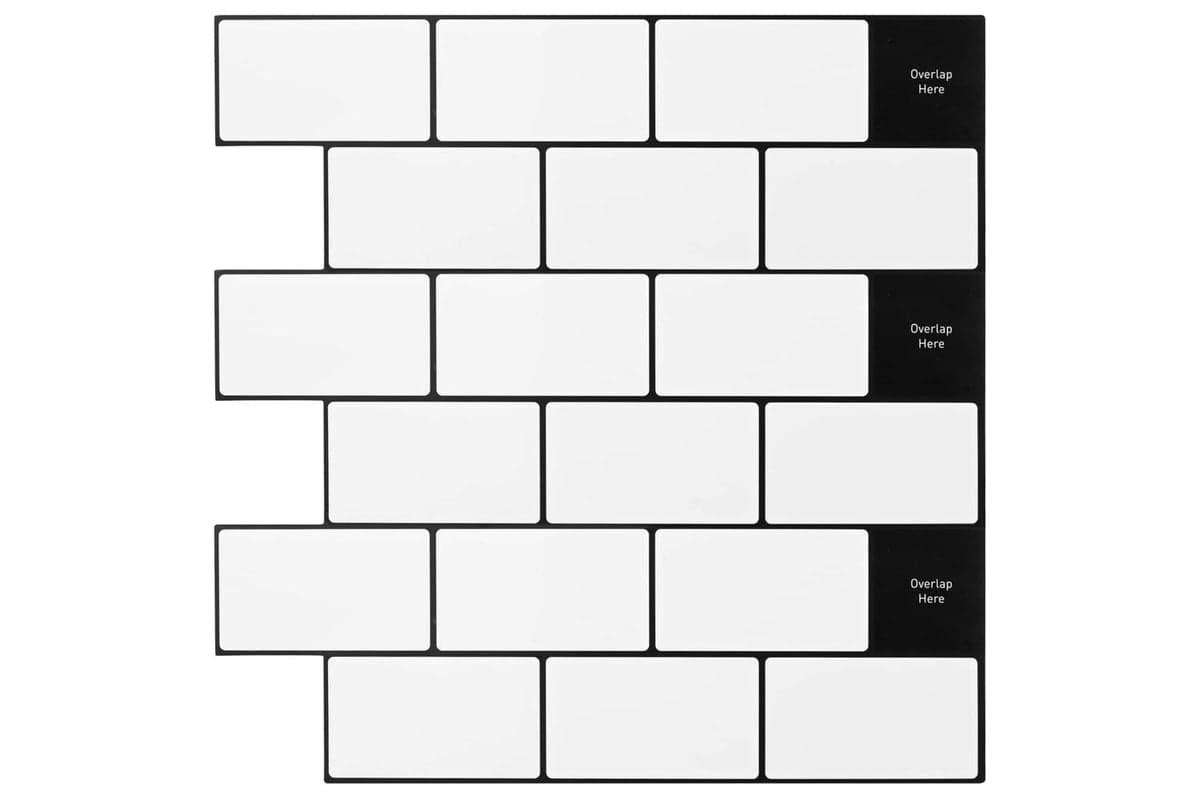 Vidaxl Subway Tile 20 Pcs White Black 30 X 30 Cm Polyurethane And Pet
