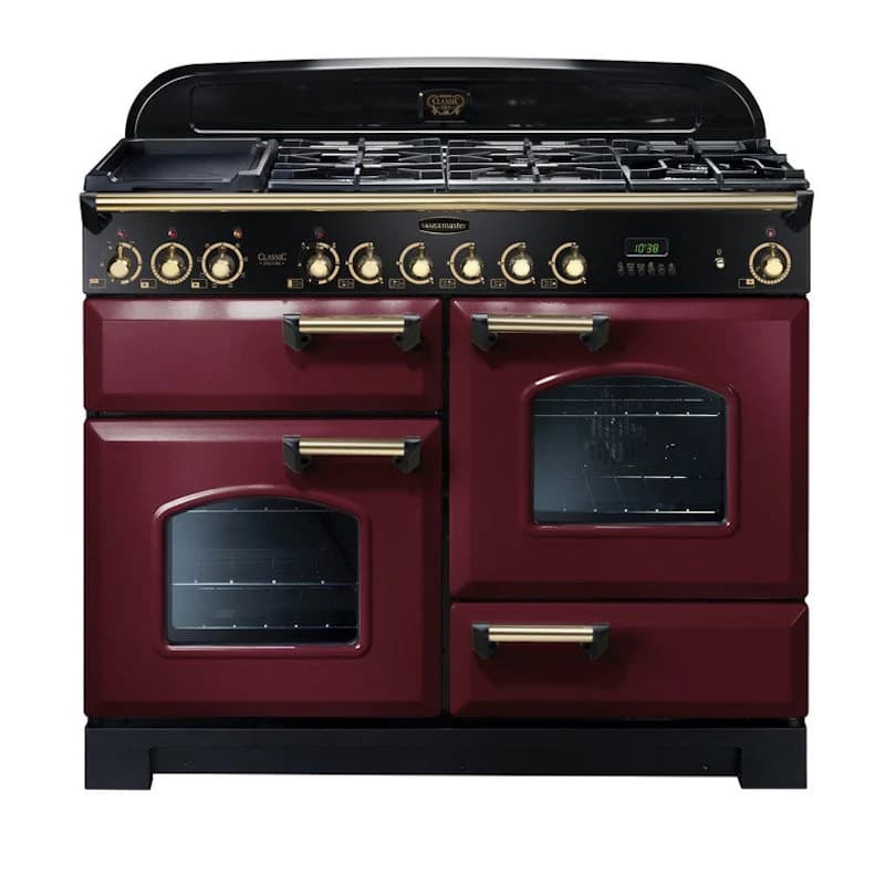 Rangemaster Classic Deluxe 110CM Dual Fuel Range Cooker - Black & Red | CDL110DFFCY/B