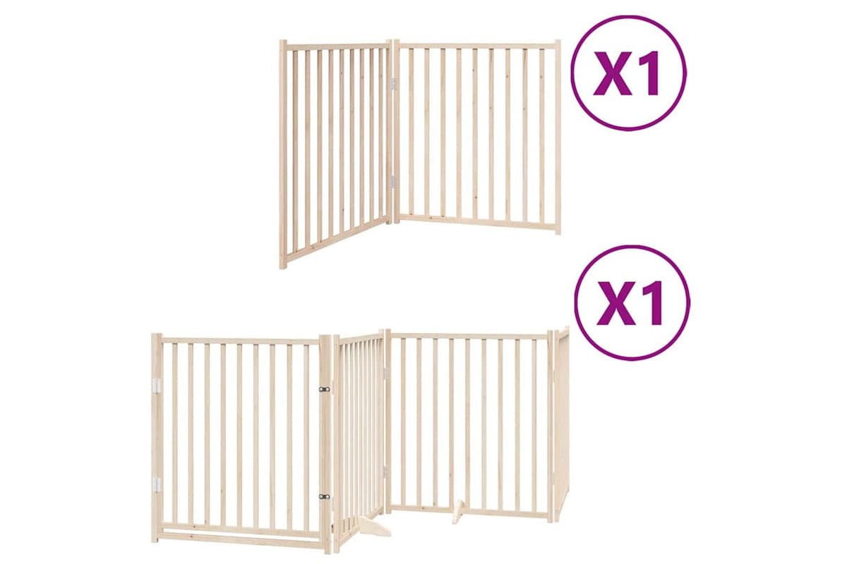 Vidaxl Dog Gate With Door Foldable 6 Panels 480 Cm Poplar Wood