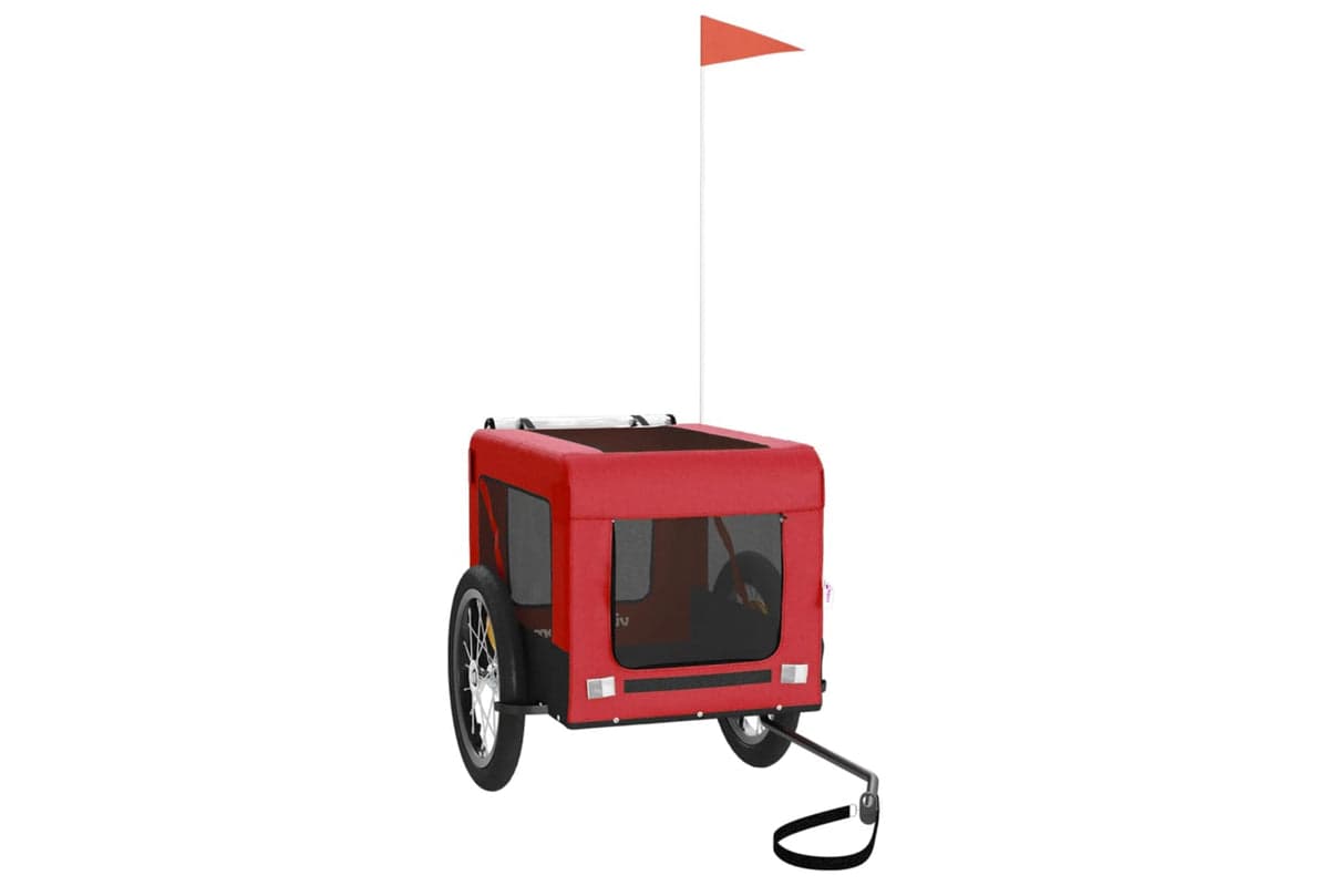 Vidaxl 93915 Pet Bike Trailer Red And Black Oxford Fabric&iron