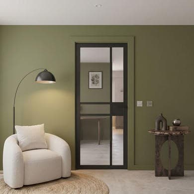 Internal Black Laminate Glazed Crittal Door with Clear Glass - Pre-Finished - Milton - XL Joinery