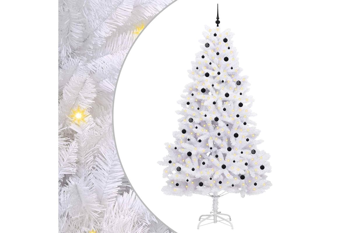Vidaxl Artificial Hinged Christmas Tree White 270 Cm Pvc And Steel