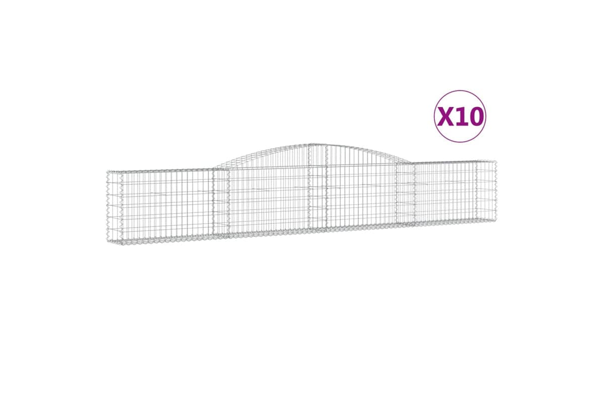 vidaXL 3146848 Arched Gabion Baskets 10 Pcs 400x30x60/80cm Galvanised Iron