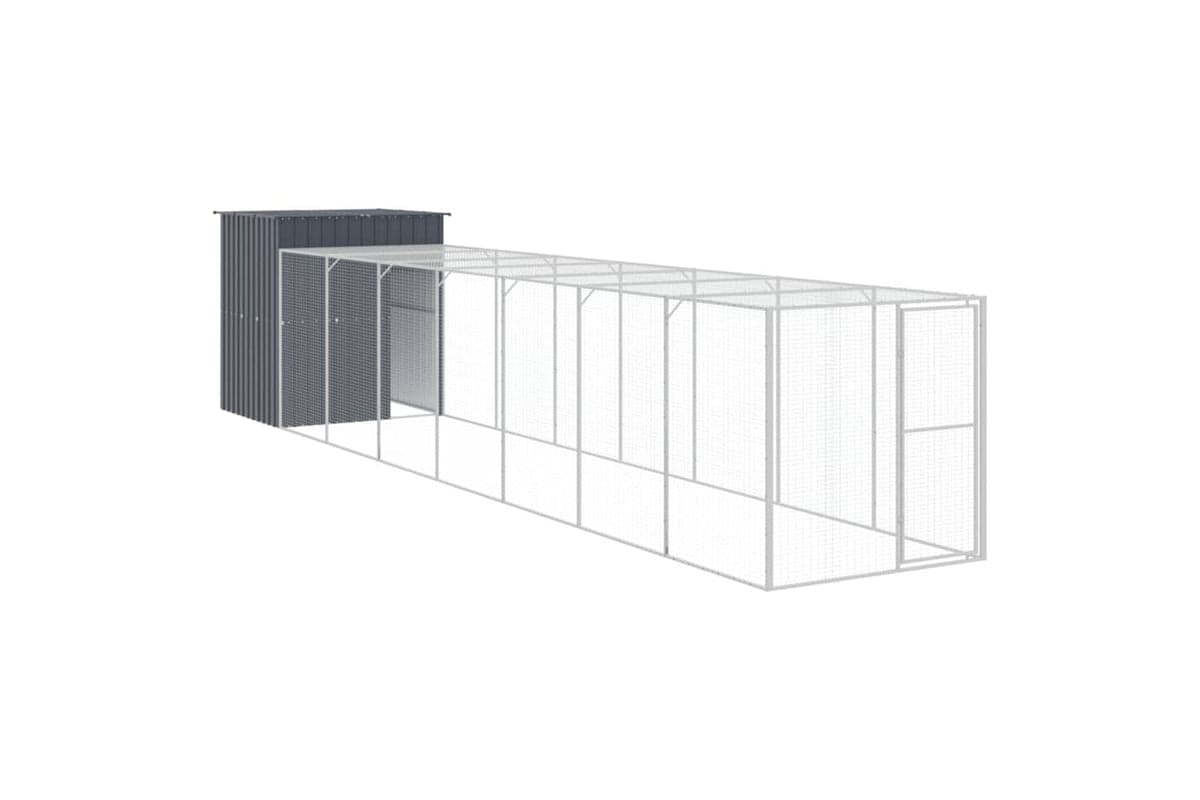 vidaXL 3189111 Chicken Cage With Run Anthracite 165x863x181cm Galvanised Steel