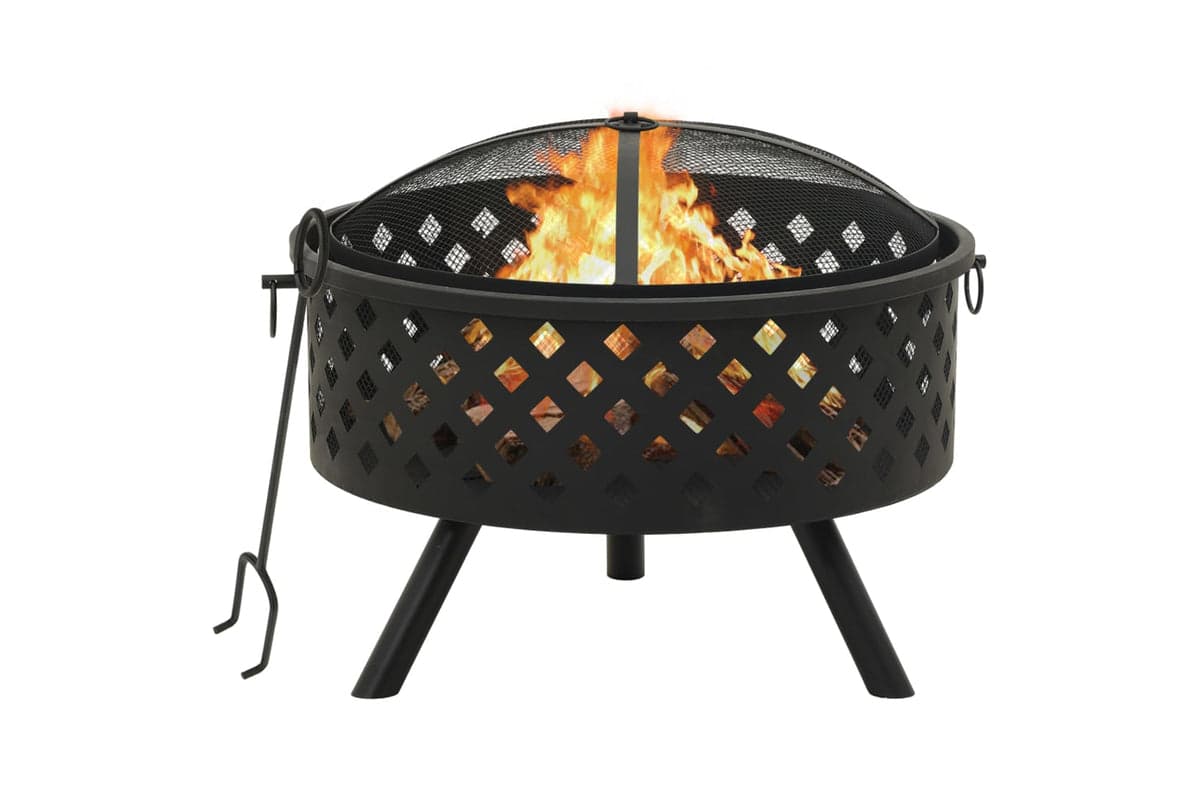 vidaXL 311890 Fire Pit With Poker 68cm Xxl Steel
