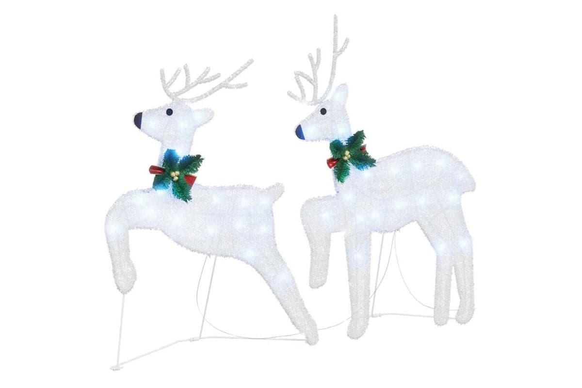 Vidaxl Led Reindeers 2 Pcs Cold White Fabric