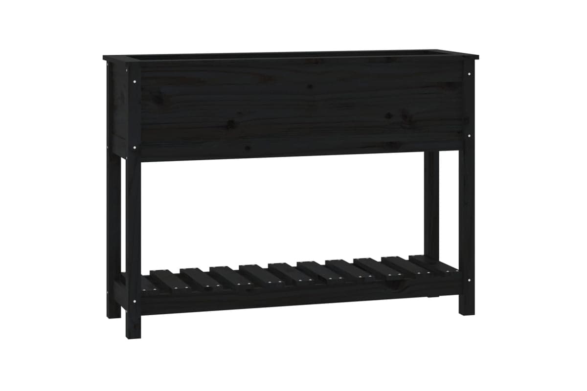 vidaXL 823770 Planter With Shelf Black 111.5x34.5x81cm Solid Wood Pine