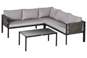 Outsunny Metal Garden Furniture Set with Glass Table & Mesh Pockets | 4 Pieces