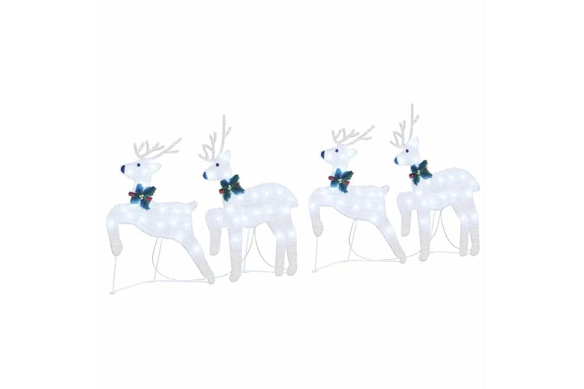 Vidaxl Led Reindeers 4 Pcs Silver Fabric