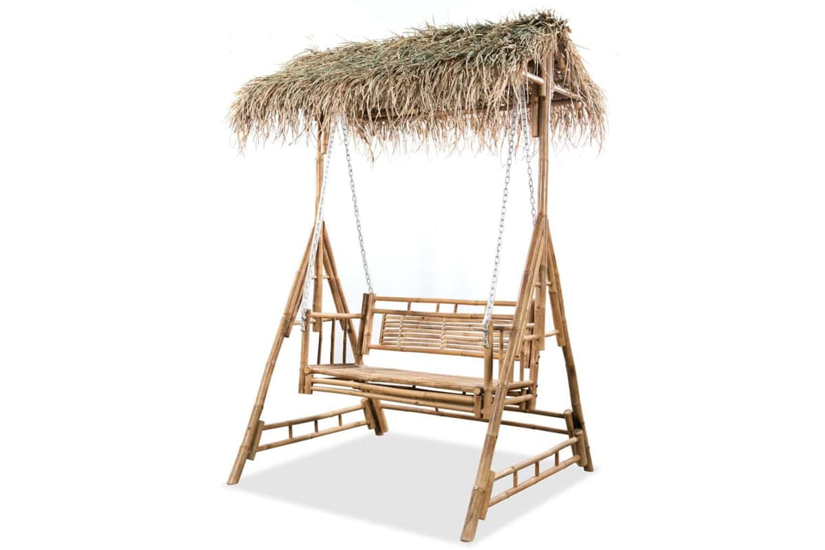 vidaXL 43712 2-seater Swing Bench With Palm Leaves Bamboo 202cm