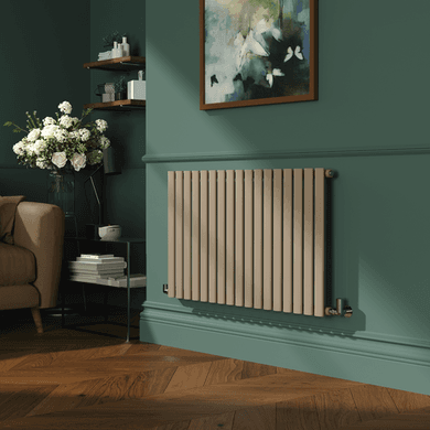 Sorrento Beige grey Horizontal Oval Designer Radiator 600x1003mm Single Panel 2679 BTU