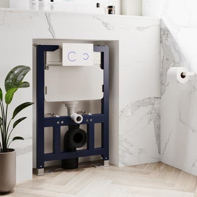820mm Wall Hung Toilet Frame & White Glass Sensor Dual Flush Plate with Concealed Cistern - Purificare