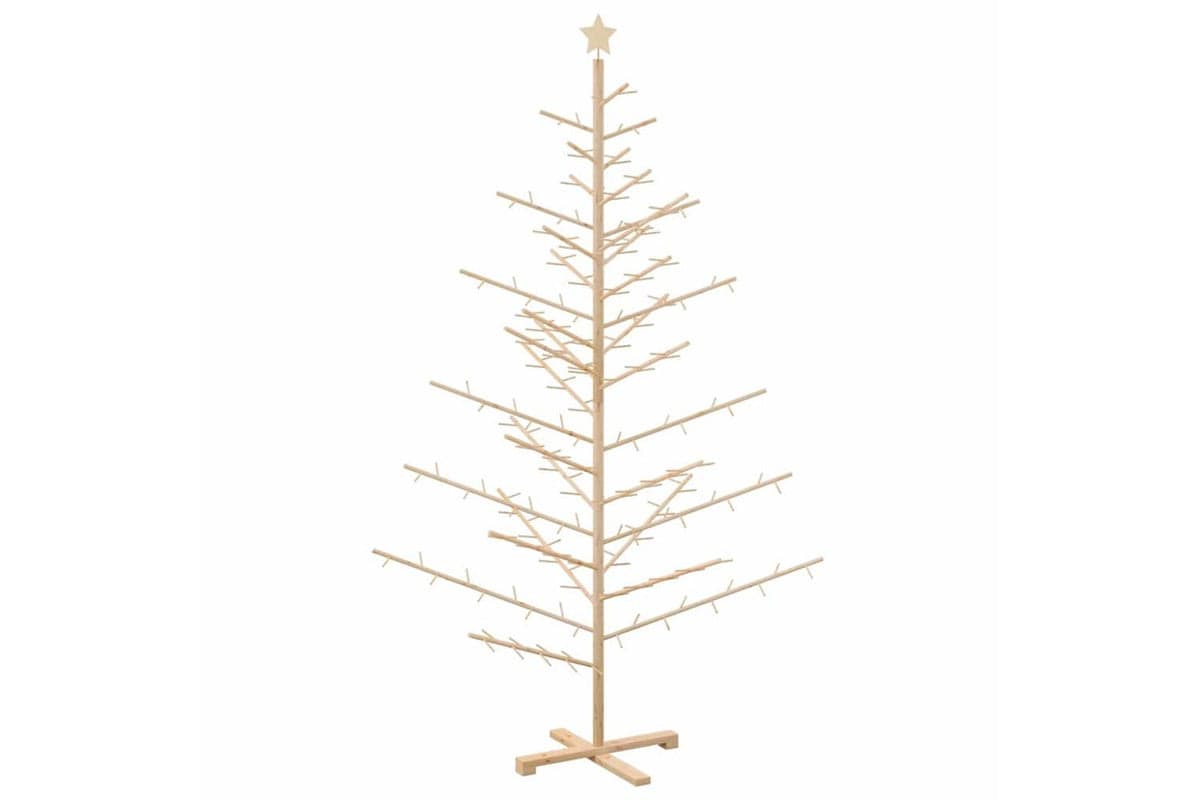 Vidaxl Wooden Christmas Tree With Stand Natural 210 Cm Solid Pine Wood