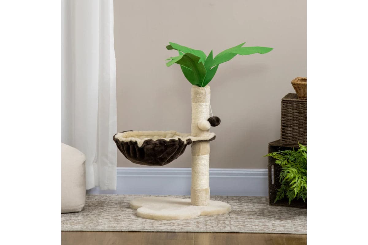PawHut Cat Tree Scratching Post for Kitty Coconut Tree Shaped | 68cm | Multi