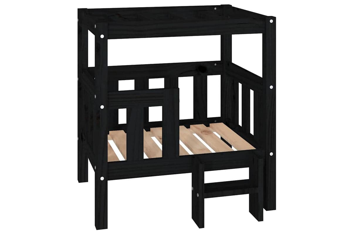 Vidaxl Dog Bed Black 655x505x70 Cm Solid Wood Pine