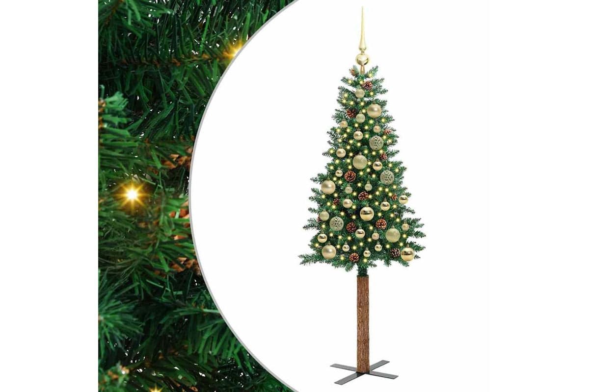Vidaxl Slim Christmas Tree Green 150 Cm Pvc And Solid Pine Wood