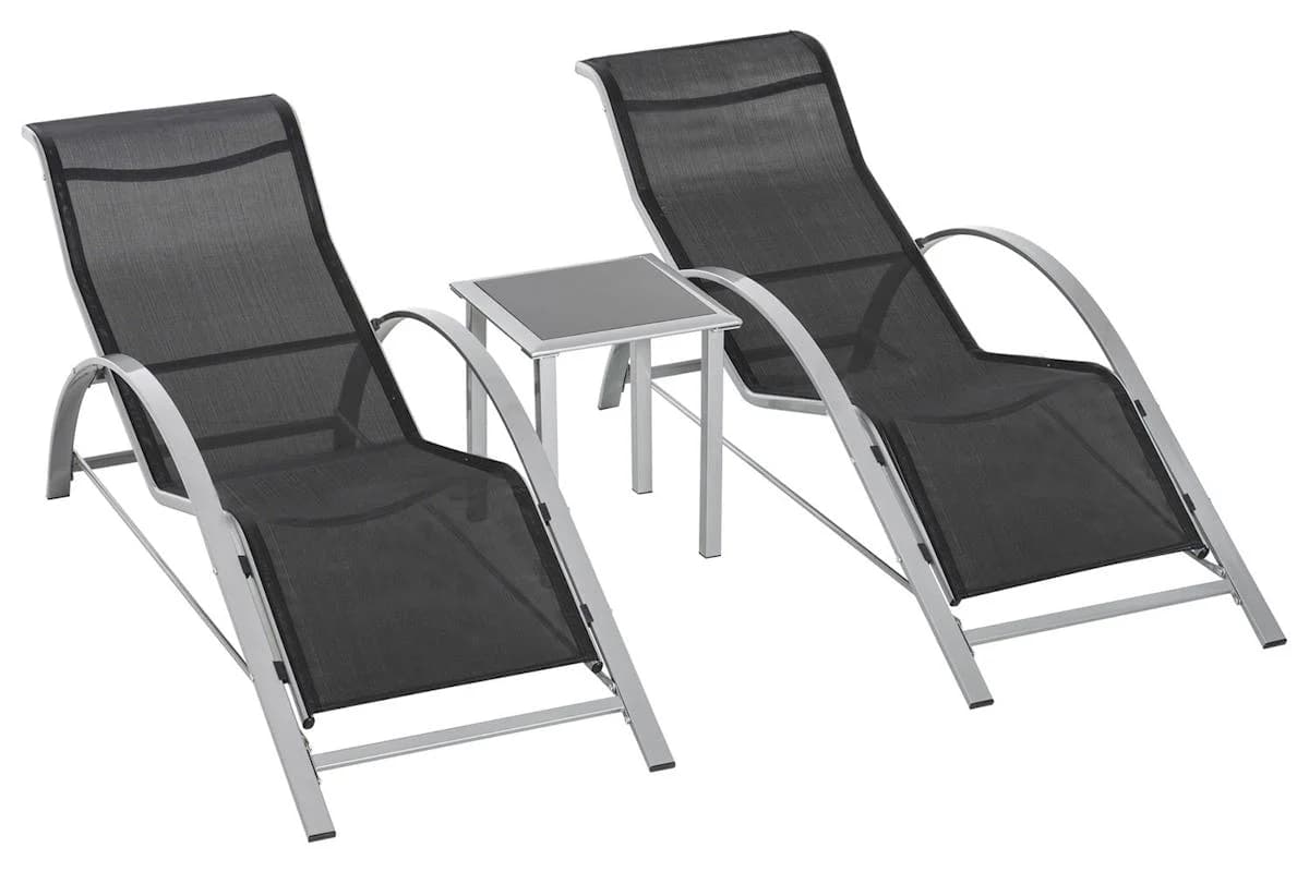 Outsunny Outdoor 3 Pieces Lounge Chair Set | Black