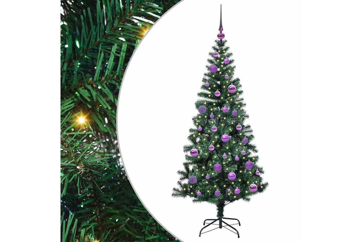 Vidaxl Artificial Pre-lit Christmas Tree Green 150 Cm Pvc And Metal
