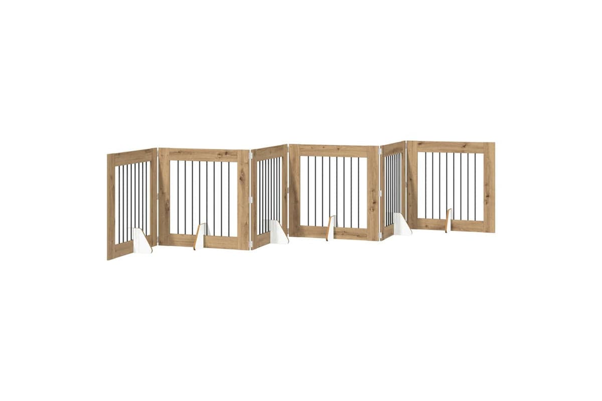 Vidaxl Foldable Dog Gate With Stands 6 Pcs Artisan Oak 482 Cm