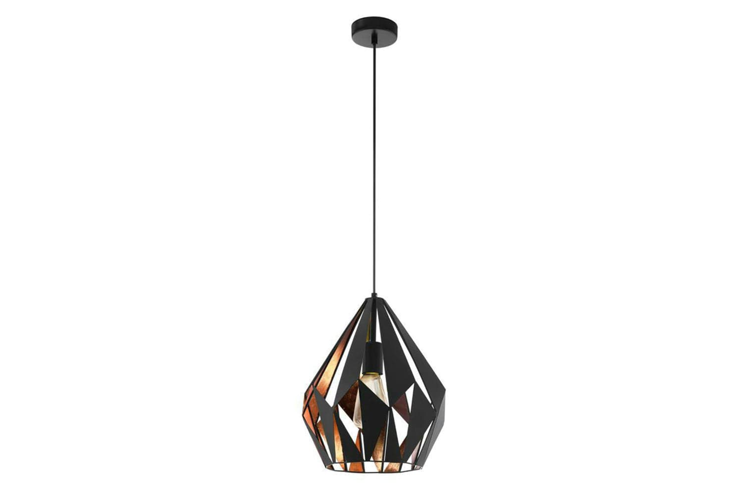 Eglo | Carlton Geometric Pendant Light | 110 x 31 cm | Black/Copper