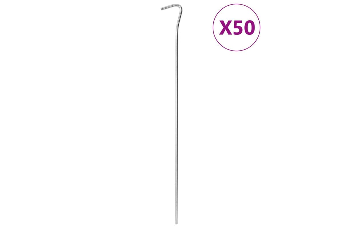 vidaXL 4009322 Tent Pegs 50 Pcs 30cm x 4mm Galvanised Steel