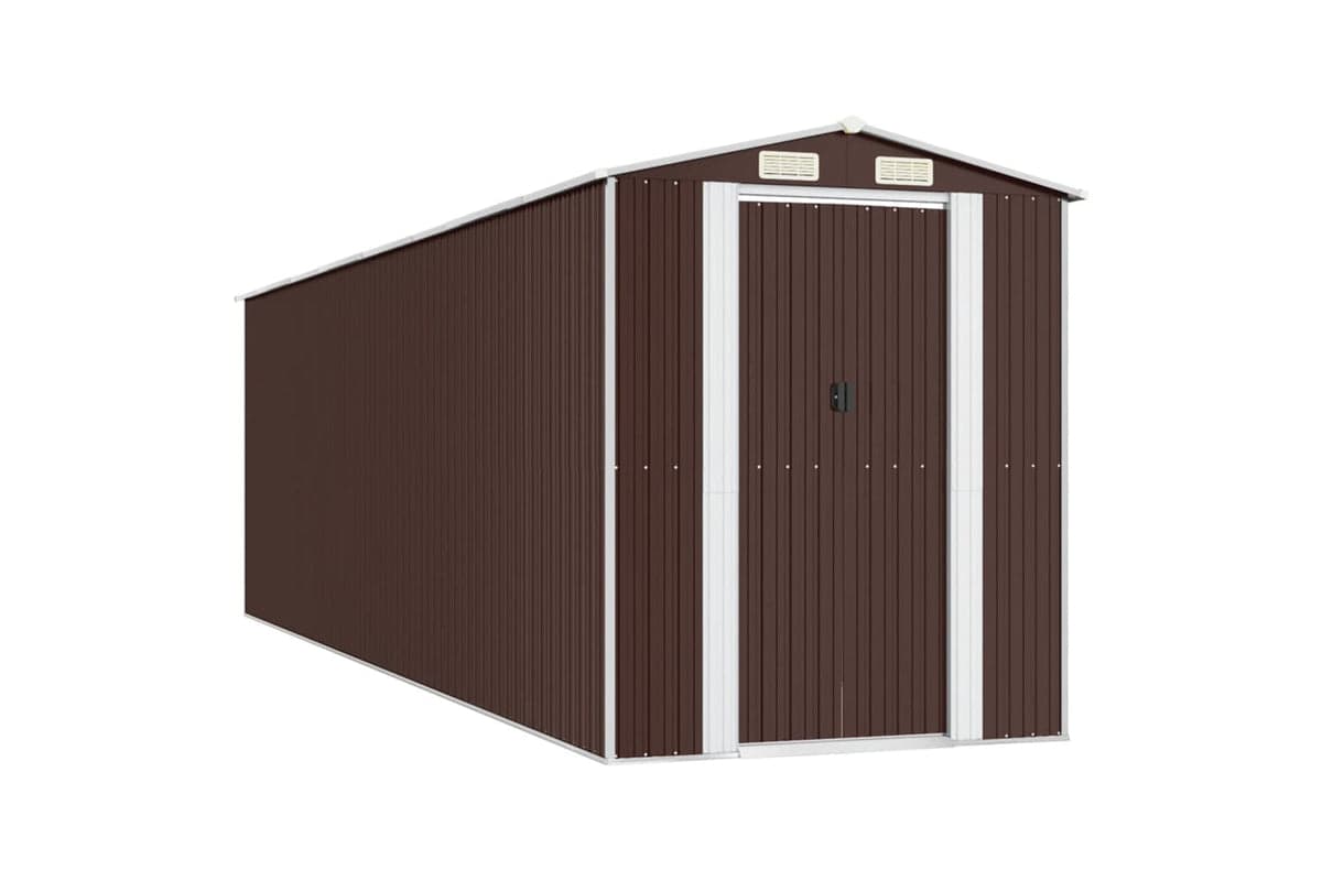 Vidaxl Garden Shed Dark Brown 192x689x223 Cm Galvanised Steel