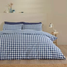 Bamford Gingham Duvet Set Navy Blue