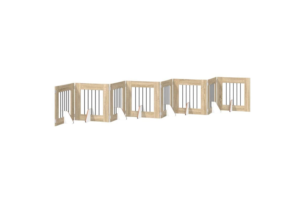 Vidaxl Foldable Dog Gate With Stands 8 Pcs Sonoma Oak 60 Cm