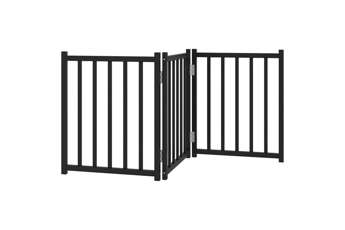 Vidaxl Dog Gate Foldable 3 Panels Black 150 Cm Solid Wood Fir