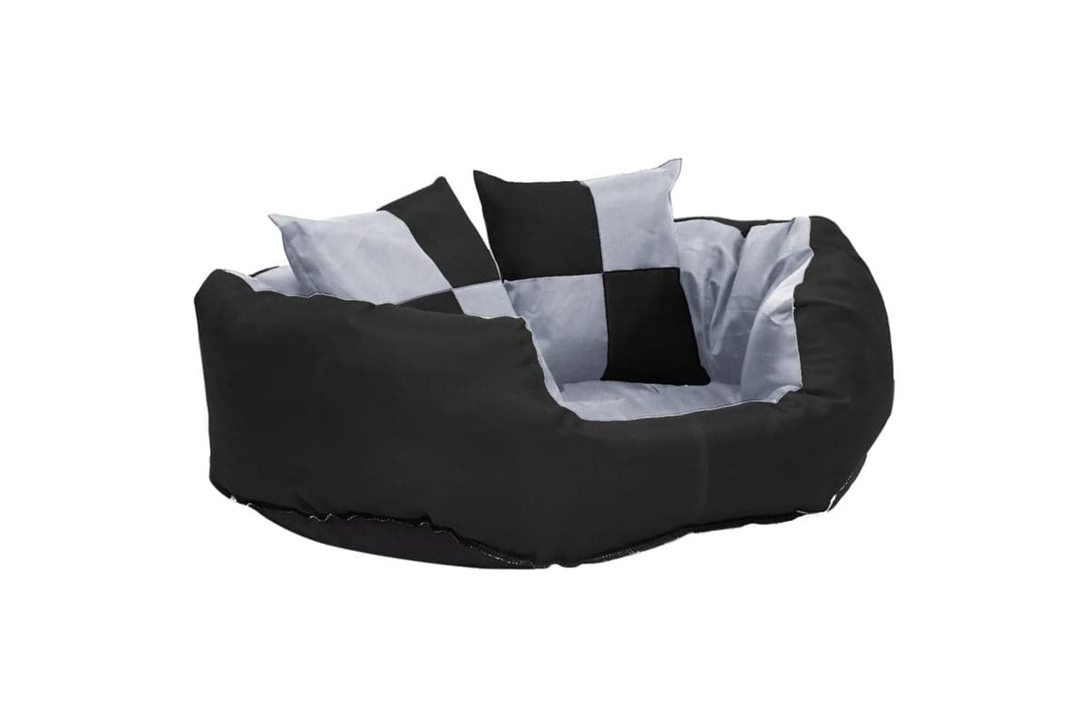 Reversible Washable Dog Cushion Grey And Black 65x50x20 Cm