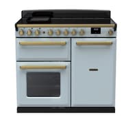 Rangemaster Estel Deluxe 100cm Induction Range Cooker - Misty Blue with Brass Trim | ESDL100EIPMSB/AB1