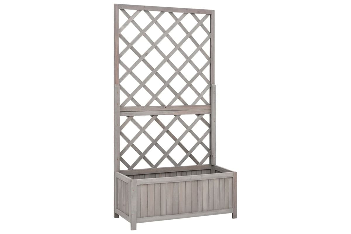 vidaXL 316490 Garden Trellis Planter Grey 70x30x135cm Solid Firwood