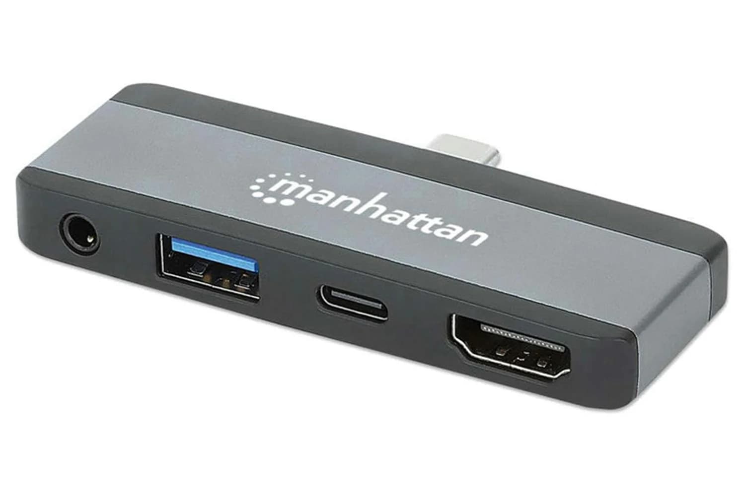 Manhattan USB-C PD to HDMI 4-in-1 Laptop and Tablet Travel Docking Station | Black & Space Grey