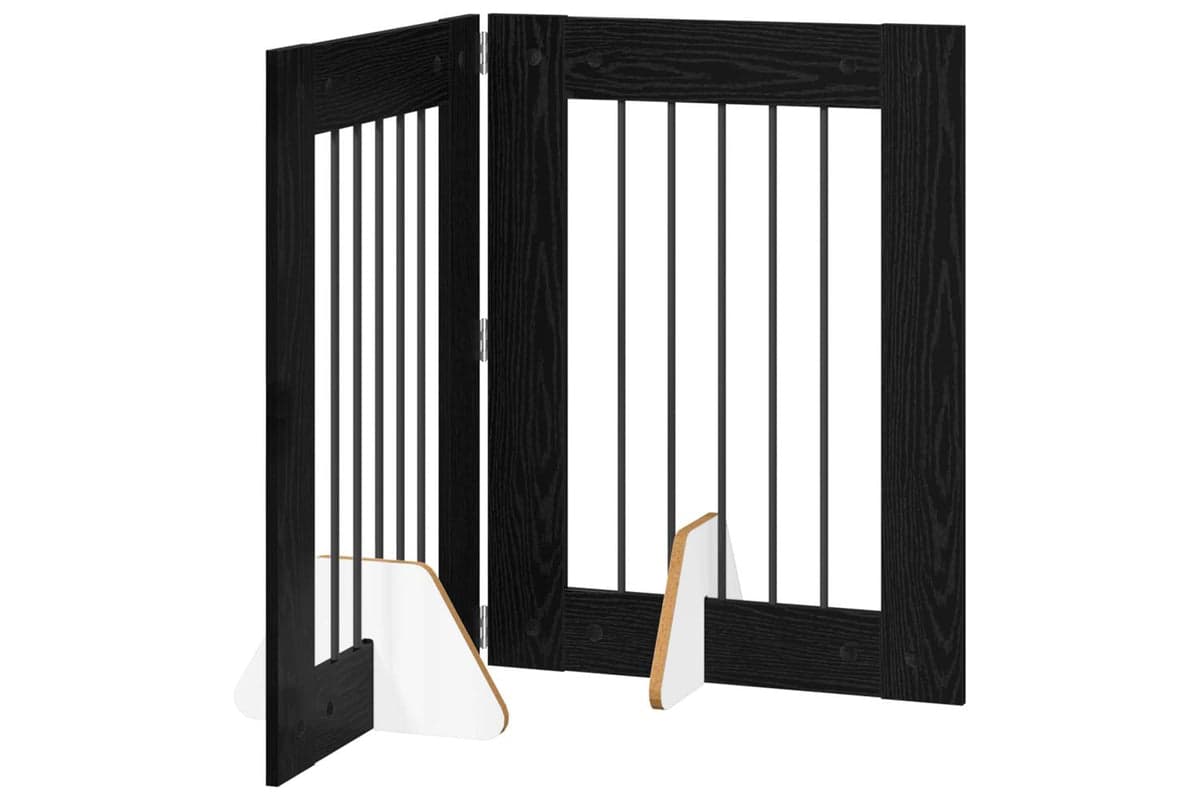 Vidaxl Foldable Dog Gate With Stands 2 Pcs Black Oak 1205 Cm