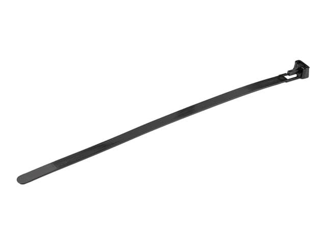 STARTECH.COM - Startech 20cm(8") Reusable Cable Ties, 7mm(1/4") wide, 50mm(1-7/8") Bundle Dia. 22kg(50lb) Tensile Strength, Releasable Nylon Ties, Indoor/Outdoor, 94V-2/UL Listed, 100 Pack, Black - Nylon 66 Plastic - TAA (CBMZTRB8BK) - cable tie - TAA Compliant