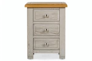 Lancaster Bedside Locker | 3 Drawer | Aged Grey/Oak