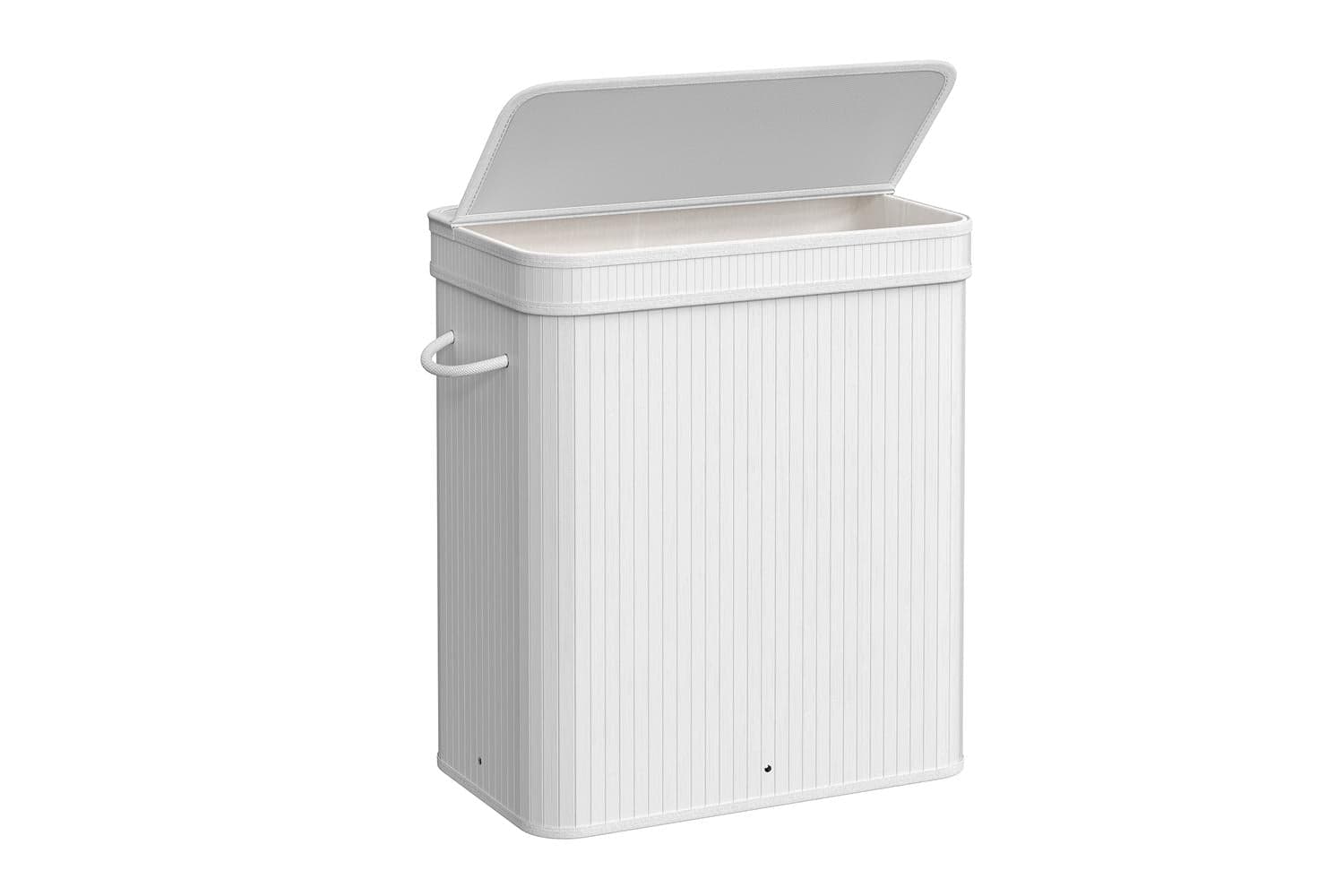 Songmics Laundry Hamper With Lid | Bamboo Laundry Basket | 100 Litre | White