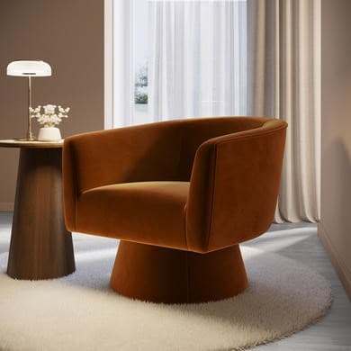 Burnt Orange Velvet Swivel Armchair - Cairo