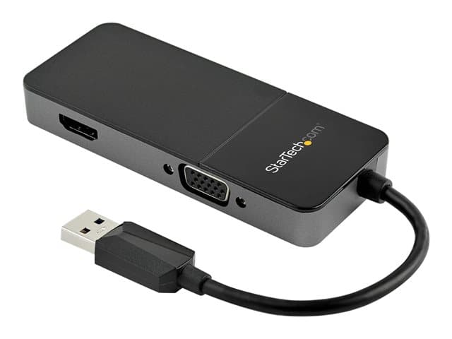 Startech USB 3.0 to HDMI and VGA Adapter, 4K/1080p USB Type-A Dual Monitor Multiport Adapter Converter, External Video Graphics Card for Multiple Scre
