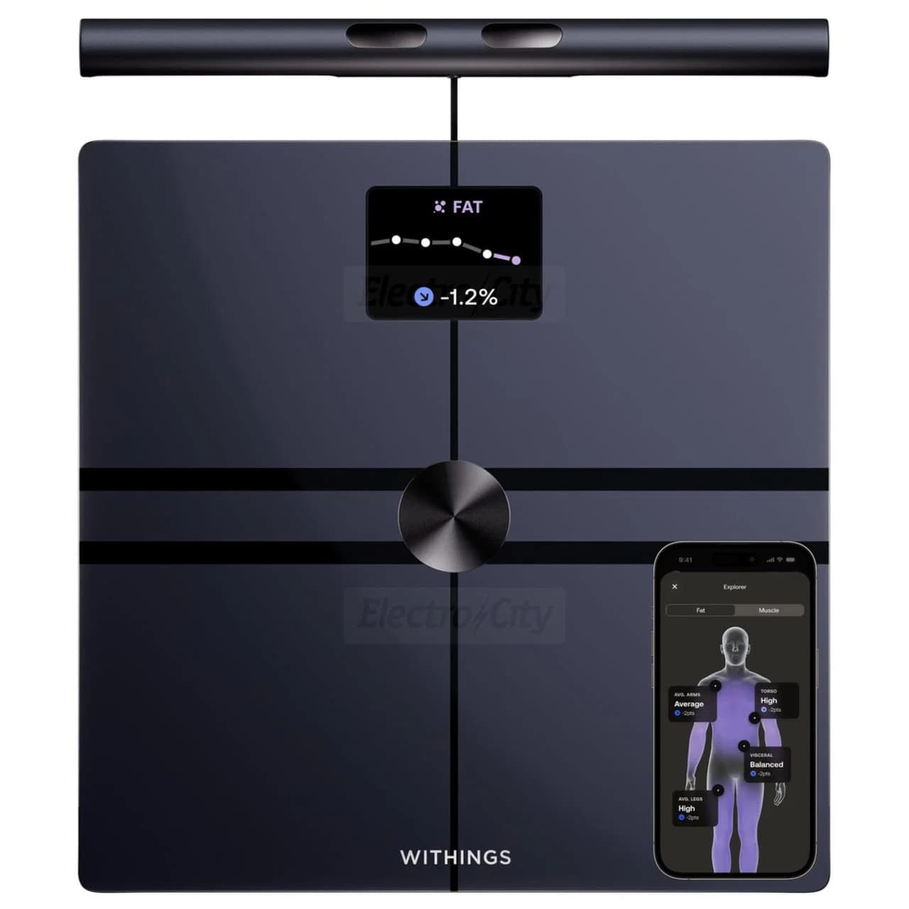 Withings BodyFit Smart Bathroom Scales with 6-Zone Body Analysis and Wi-Fi | Black