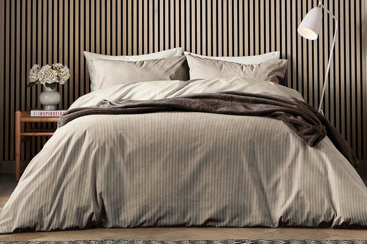 Calico & Chalk | Twill Stripe Duvet Cover Set | Chocolate | Double