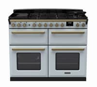 Rangemaster Estel Deluxe 110cm Dual Fuel Range Cooker - Misty Blue with Brass Trim | ESDLB110DFPMSB/AB1