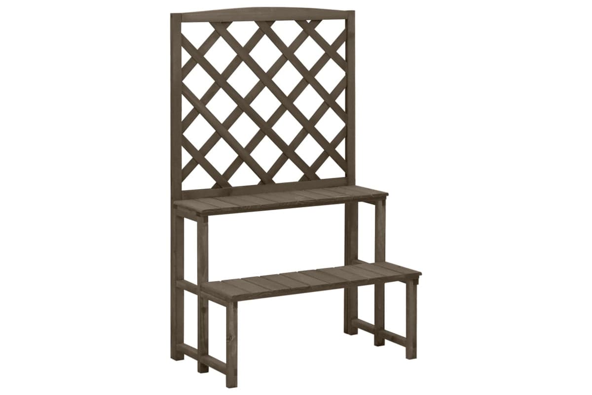 vidaXL 316414 Plant Stand With Trellis Grey 70x42x115cm Solid Fir Wood