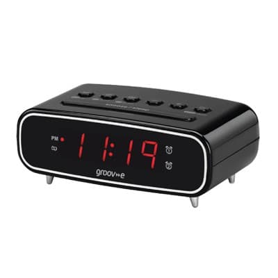 Groove GVCR05BK, Rise FM Alarm Clock Radio, Black