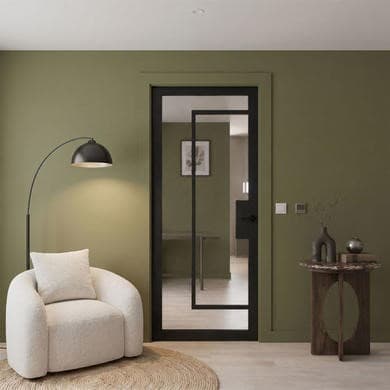 Internal Black Laminate Glazed Crittal Door with Clear Glass - Pre-Finished - 1981 x 762 x 35mm - Foundry - XL Joinery