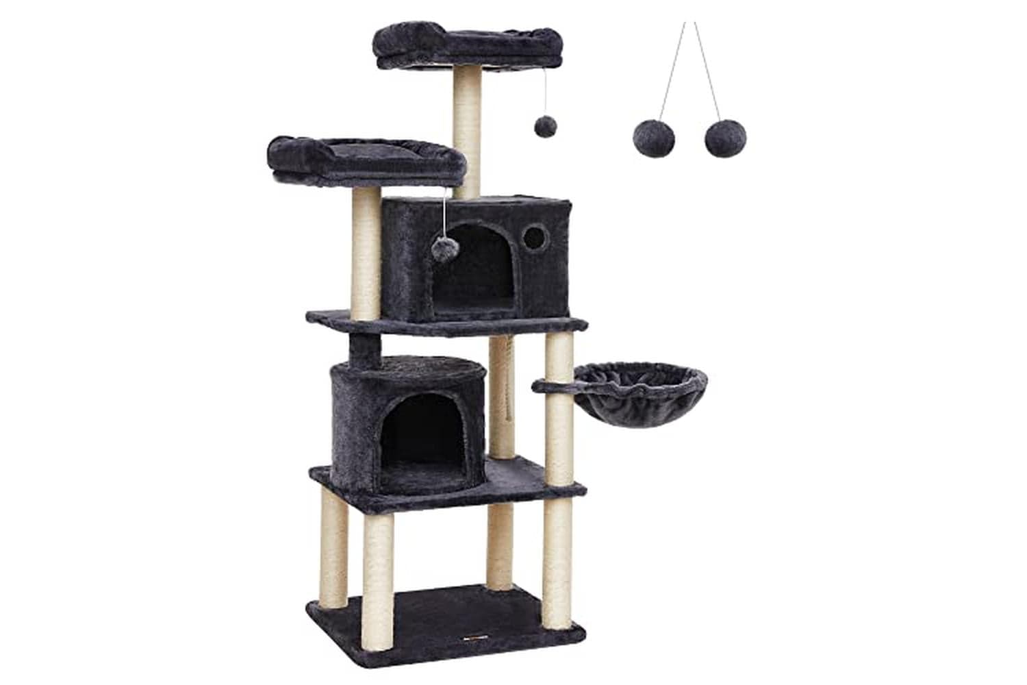Feandrea Cat Tree | Tall Cat Tower | Smoky Grey | 2 Caves