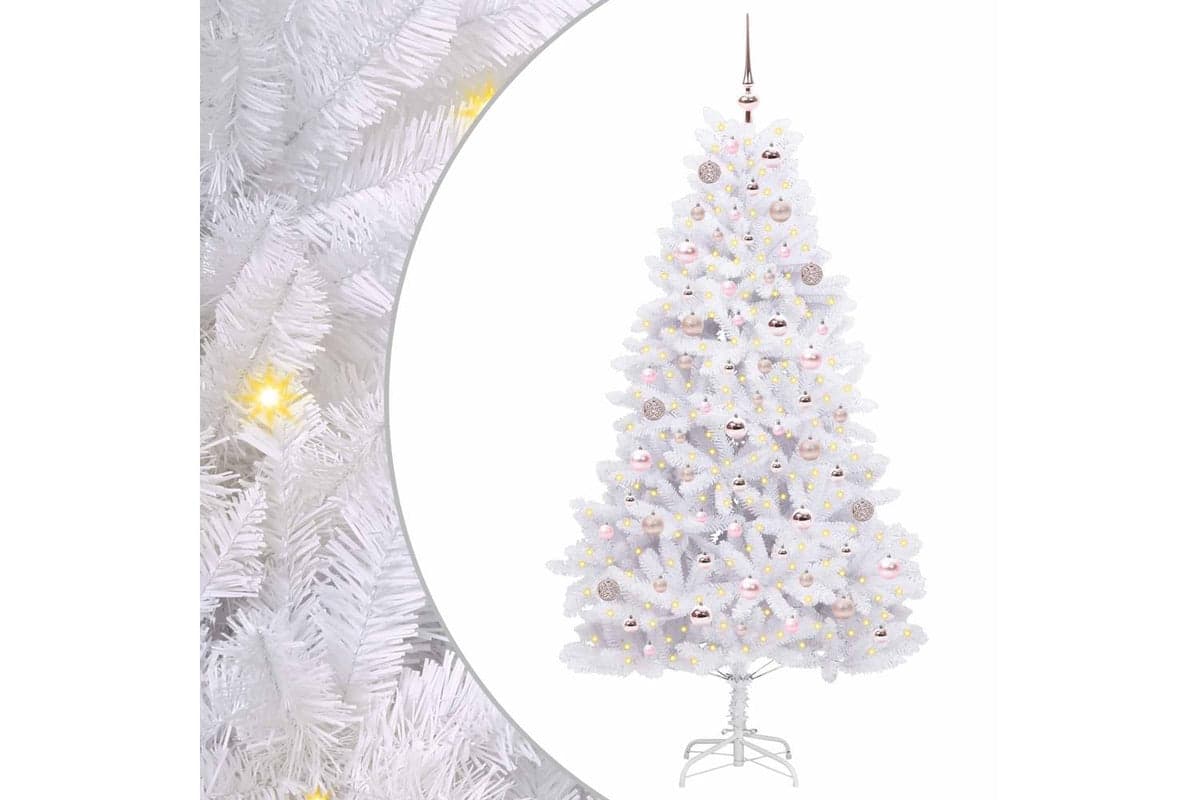 Vidaxl Artificial Hinged Christmas Tree White 180 Cm Pvc And Steel